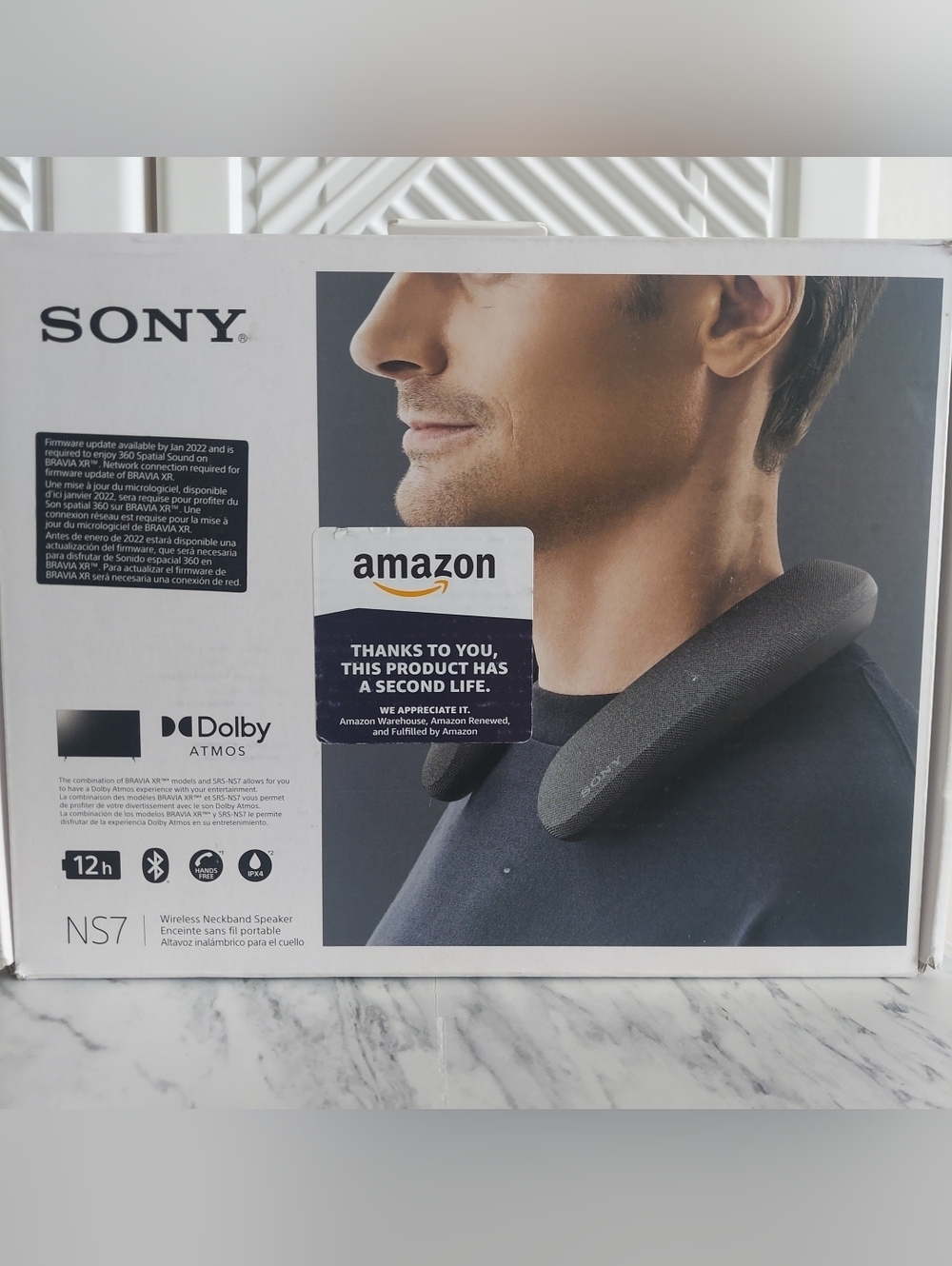 Sony SRS-NS7 Wireless Neckband Speaker 360 spatial sound gray preowned Bravia XR